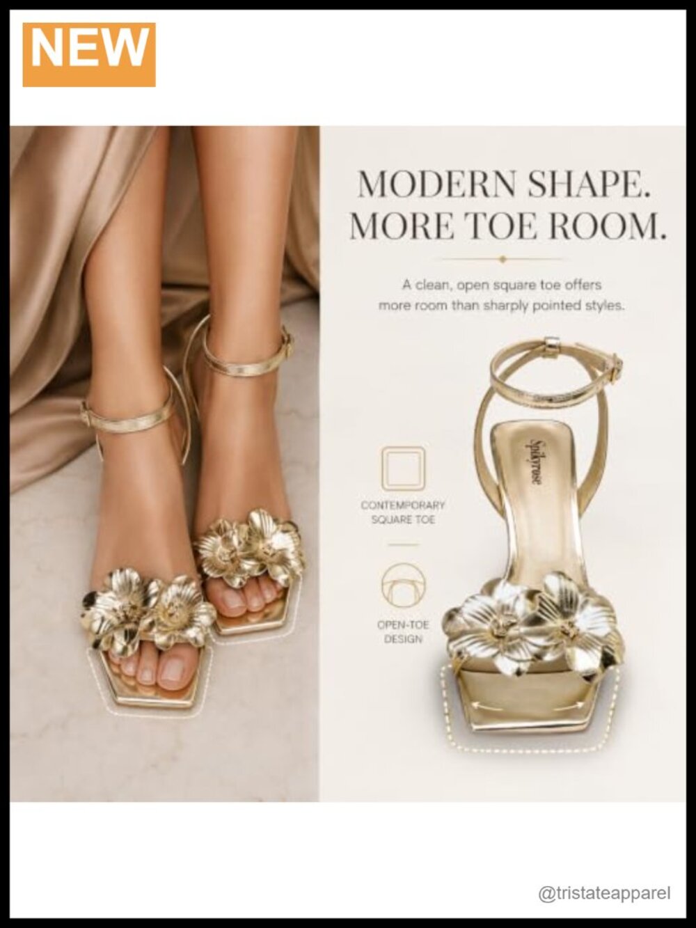 Floral Square Open Toe Kitten Heel Sandals with Ankle Strap for Wedding - Picture 3 of 6